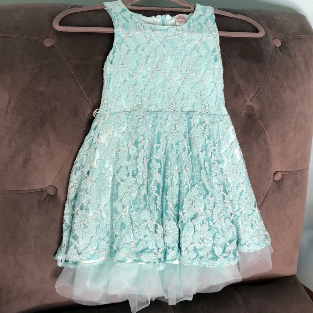 NWOT Ice Blue Silver Lace Girls Special Occasion